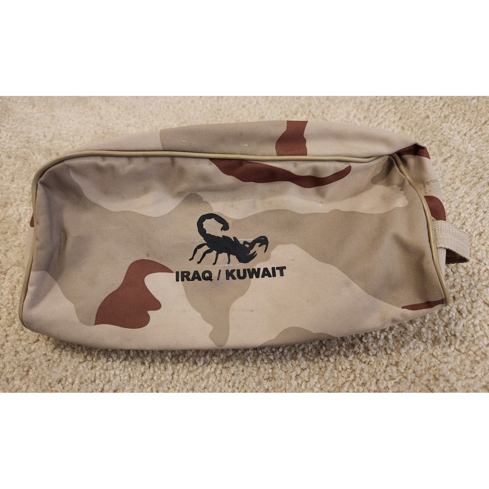 Vintage Iraq‎ Kuwait Desert Camo Toiletry Bag Scorpion Dopp Kit Military Travel